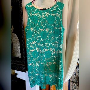 Trulli Dress Green Lace Overlay